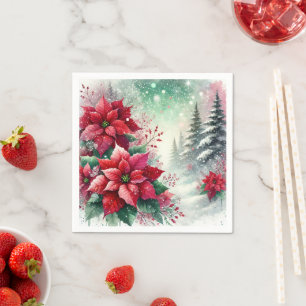 Serviette En Papier Whimsland Winter Wonderland Poinsettia Découpage