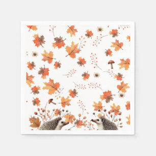 Serviette En Papier Whimsy d'automne - Hérisson et feuilles d'automne