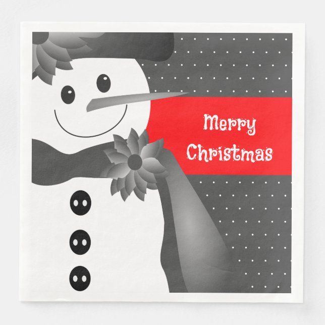 Serviette En Papier Whimsy Snowman Joyeux Noël (Devant)