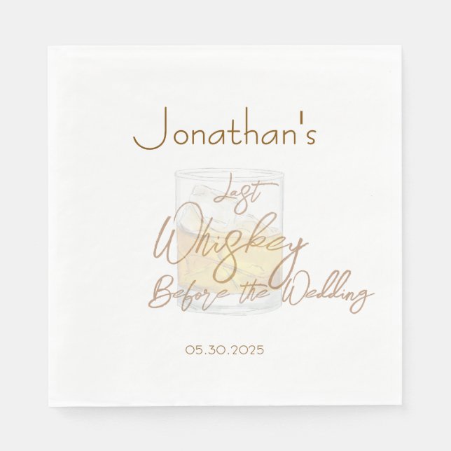 Serviette En Papier Whiskey Mariage Bachelor Party (Devant)