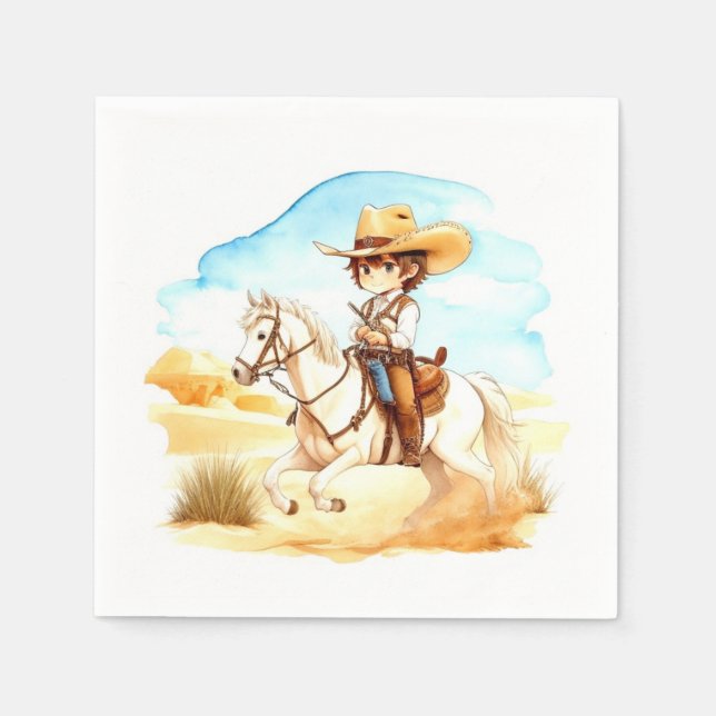Serviette En Papier Whispers Occidentaux : Baby shower rustique Cowboy (Devant)
