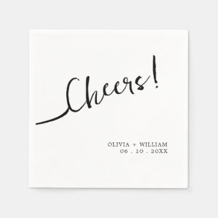 Serviette En Papier White Cheers Modern Mariage Cocktail Serviettes