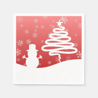 Serviette En Papier White Christmas Winter Wonderland Snowman Tree