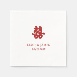 Serviette En Papier White Double Bonheur chinois calligraphie asiatiqu