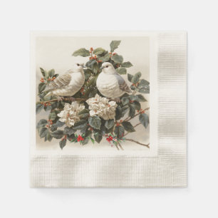 Serviette En Papier White Dove Holly Berry