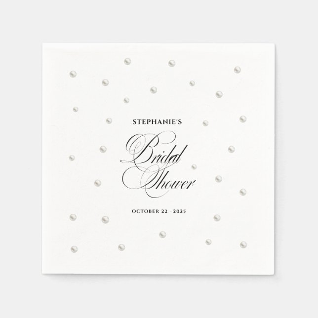 Serviette En Papier White Pearls Bridal Shower (Devant)