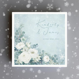 Serviette En Papier White Roses Hellebores Silver Eucalyptus Wedding