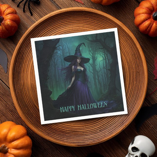 Serviette En Papier Wicked Halloween sorcière en violet et noir (Créateur téléchargé)