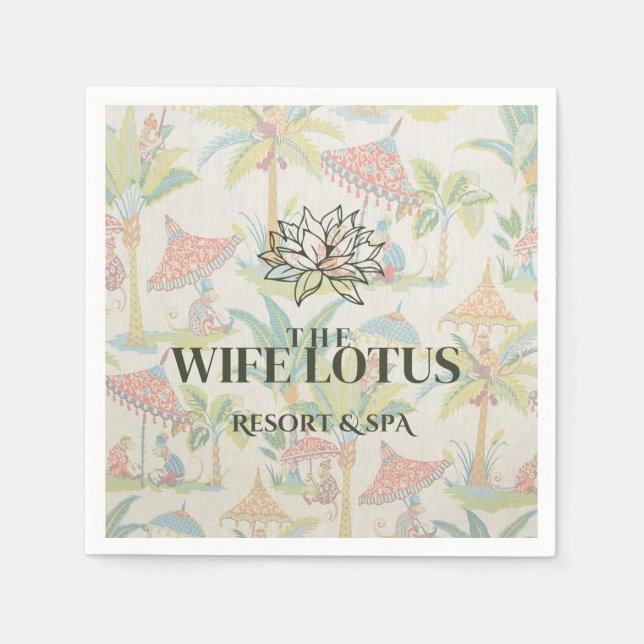 Serviette En Papier Wife Lotus Bachelorette Cocktail Napkin Design (Devant)