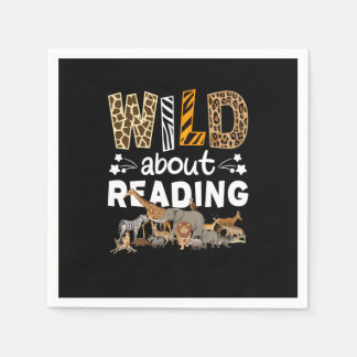 Serviette En Papier Wild About Reading Books And Bookworm Library