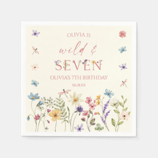 Serviette En Papier Wild and Seven Wildflower 7th Birthday Party