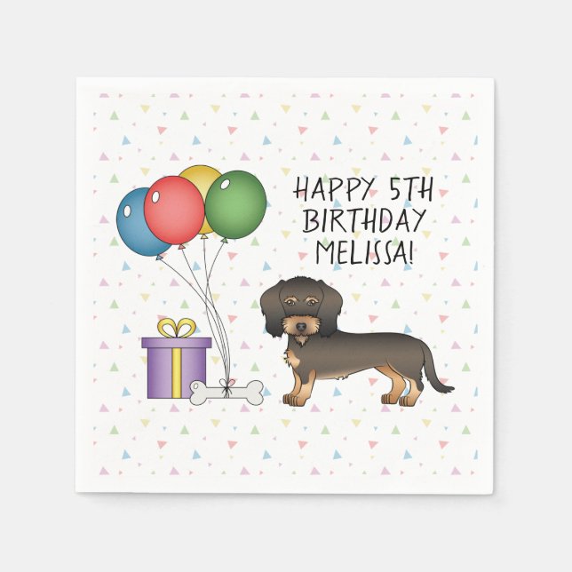 Serviette En Papier Wild Boar Wire Haired Dachshund Chien - Anniversai (Devant)
