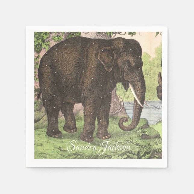 Serviette En Papier Wild Elephant Imprimer Baby shower neutre genre (Devant)