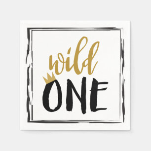 Serviette En Papier Wild One Black + Gold Photo 1 1er anniversaire
