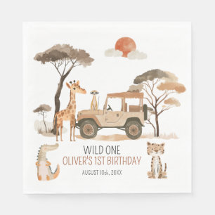 Serviette En Papier Wild One Boy 1er Anniversaire Safari