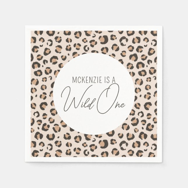 Serviette En Papier Wild One Empreinte de léopard 1er anniversaire (Devant)