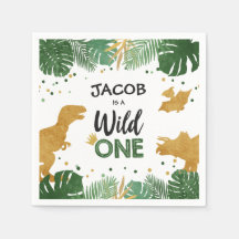 Wild One Gold Dinosaur Garçon Anniversaire Safari
