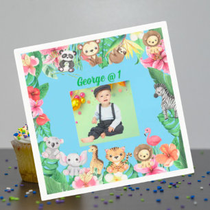 Serviette En Papier Wild One Jungle Safari Thème 1er anniversaire fête