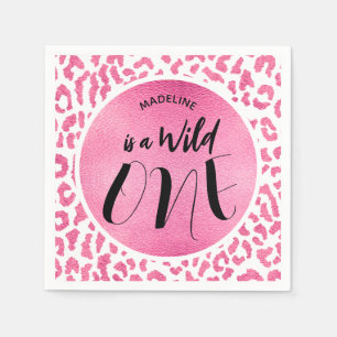 Serviette En Papier Wild One Leopard Jungle Safari 1er anniversaire