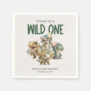 Serviette En Papier Wild One mignonne Dinosaur Première fête d'anniver
