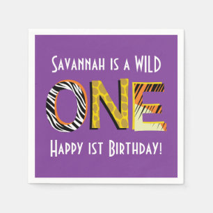 Serviette En Papier Wild One Safari 1ère fête d'anniversaire Enfants