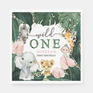 Serviette En Papier Wild One Safari Animaux 1er Anniversaire serviette
