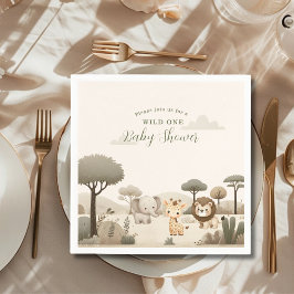 Serviette En Papier Wild One Safari Animaux Baby shower garçon