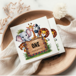 Serviette En Papier Wild One Safari Animaux Baby shower garçon