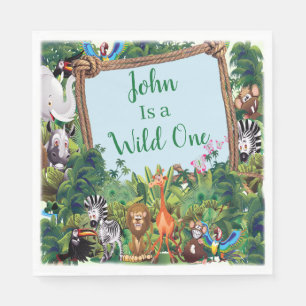 Serviette En Papier Wild One Safari fête d'anniversaire animal