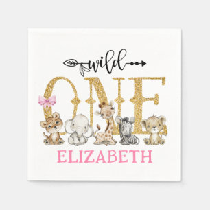 Serviette En Papier Wild One Safari Gold Parties scintillant premier a