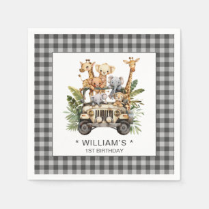 Serviette En Papier Wild One Safari Jungle 1er premier anniversaire
