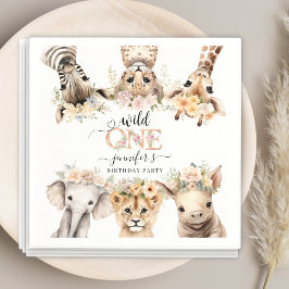 Serviette En Papier Wild One Safari Jungle Girl 1er Anniversaire servi