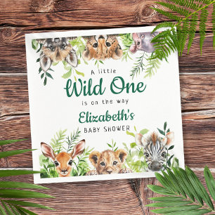 Serviette En Papier Wild One Watercolor Safari Animaux Baby shower