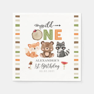 Serviette En Papier Wild One Woodland Animaux 1er Anniversaire