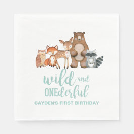 Serviette En Papier Wild Onederland Animal premier anniversaire Napk