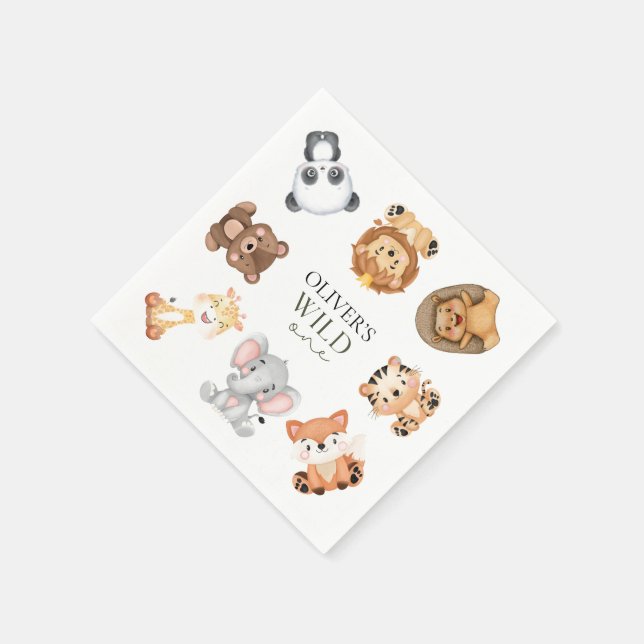 Serviette En Papier Wild un thème safari premier anniversaire (Coin)