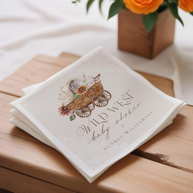 Serviette En Papier Wild West Country Western Floral Wagon Baby shower (Wild West Country Western Floral Wagon Baby Shower Napkins)