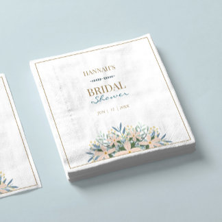 Serviette En Papier Wildflower Bridal Shower Elegant Name Date Napkins