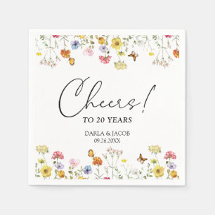 Serviette En Papier Wildflower Butterflies Boho Anniversary Cheers