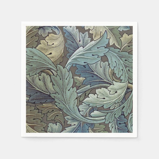Serviette En Papier William Morris Acanthus Sage Fleur Floral Botaniqu (Devant)