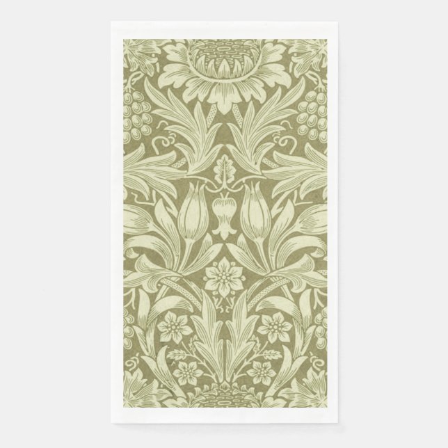 Serviette En Papier William Morris Fleur verte tournesol (Devant)