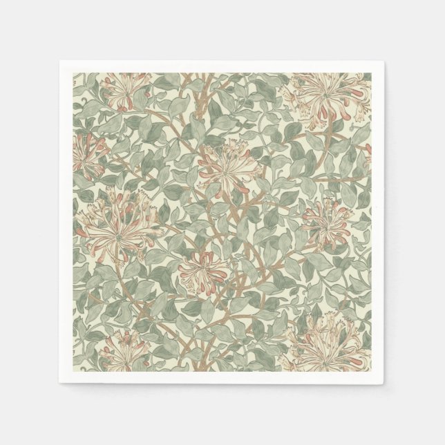 Serviette En Papier William Morris Honeysuckle Vert Floral (Devant)