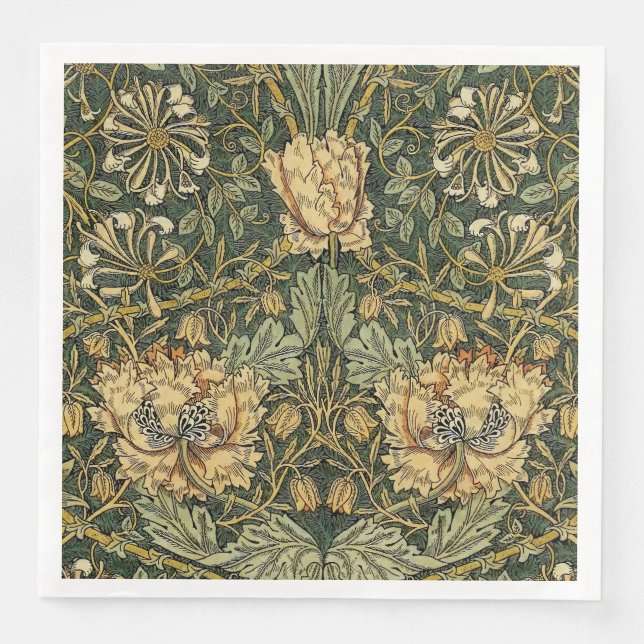 Serviette En Papier William Morris Honeysuckle Vert Floral (Devant)