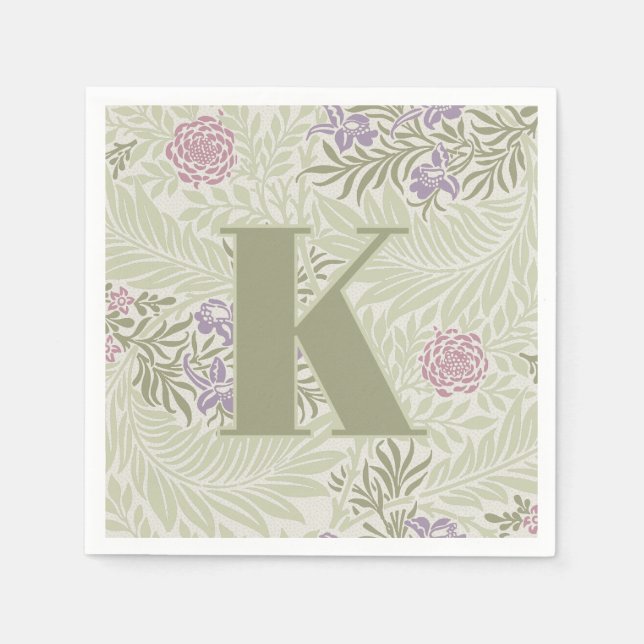 Serviette En Papier William Morris Lavender & Motif Larkspur rose (Devant)