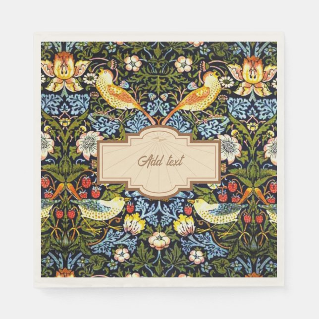 Serviette En Papier William Morris - MODÈLE de Strawberry Thief (Devant)