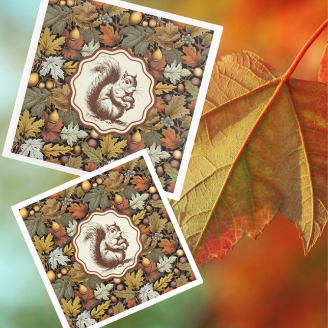 Serviette En Papier William Morris part d'automne avec Squirrel Retro (Another good host/hostess gift!)