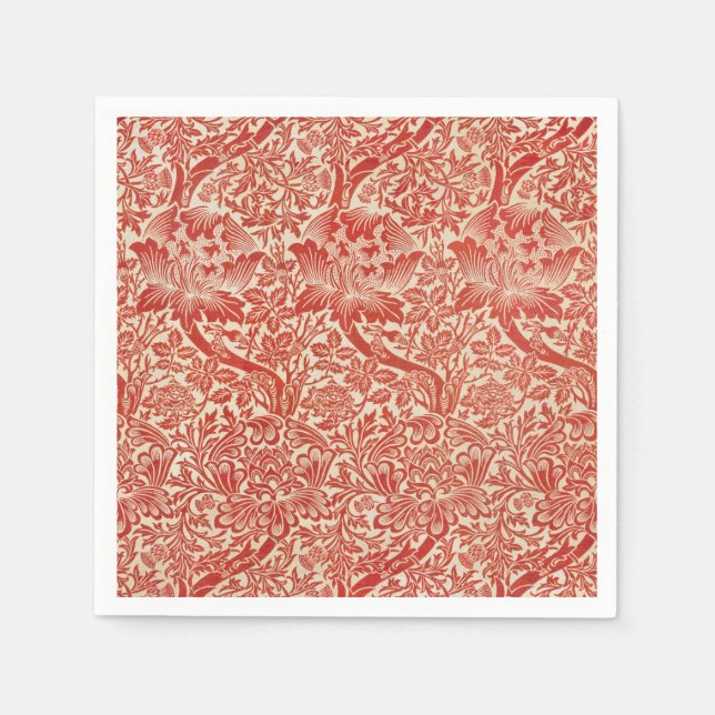 Serviette En Papier William Morris Rose & chardon Floral Rouge (Devant)
