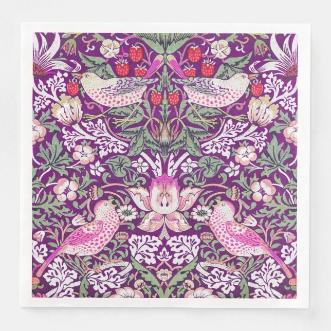Serviette En Papier William Morris Strawberry Thief Motif (Devant)