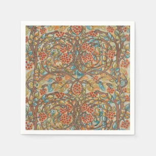 Serviette En Papier William Morris Style Cottagecore Écureuil Floral