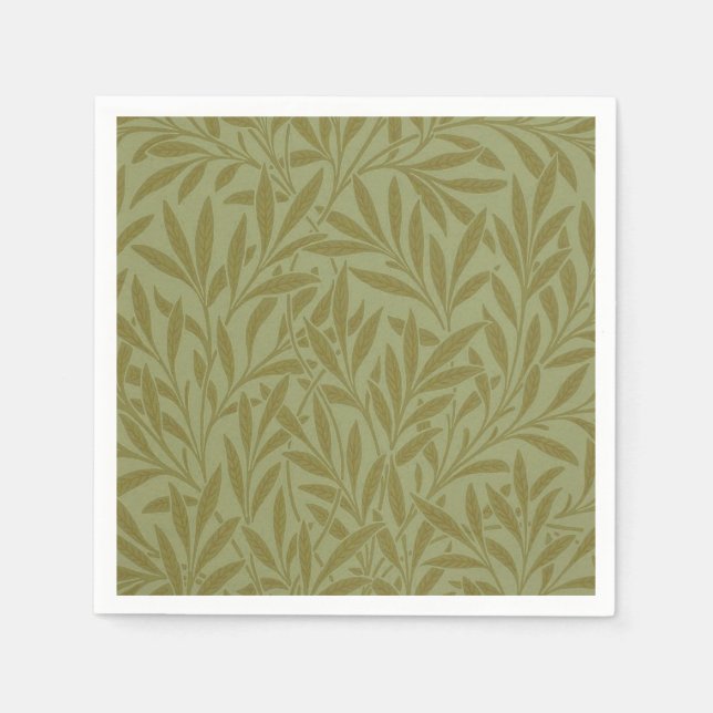 Serviette En Papier William Morris Willow Antique Green Leaf Vine Art (Devant)